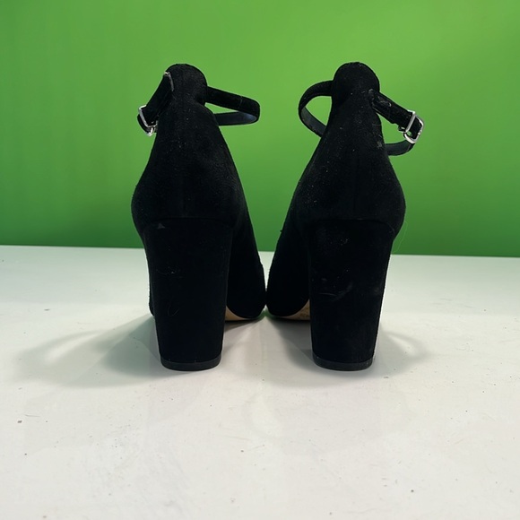 Saks Fifth Avenue- black suede pumps with ankle strap. - Picture 3 of 5